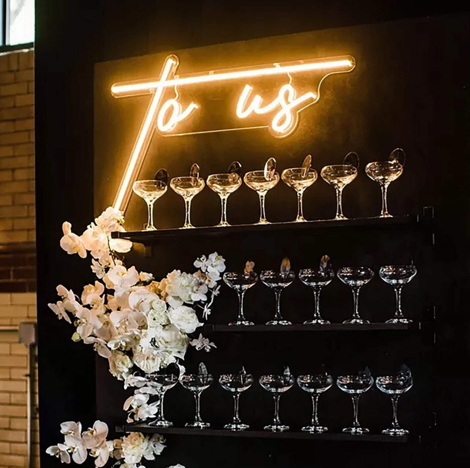 To us neon wedding sign