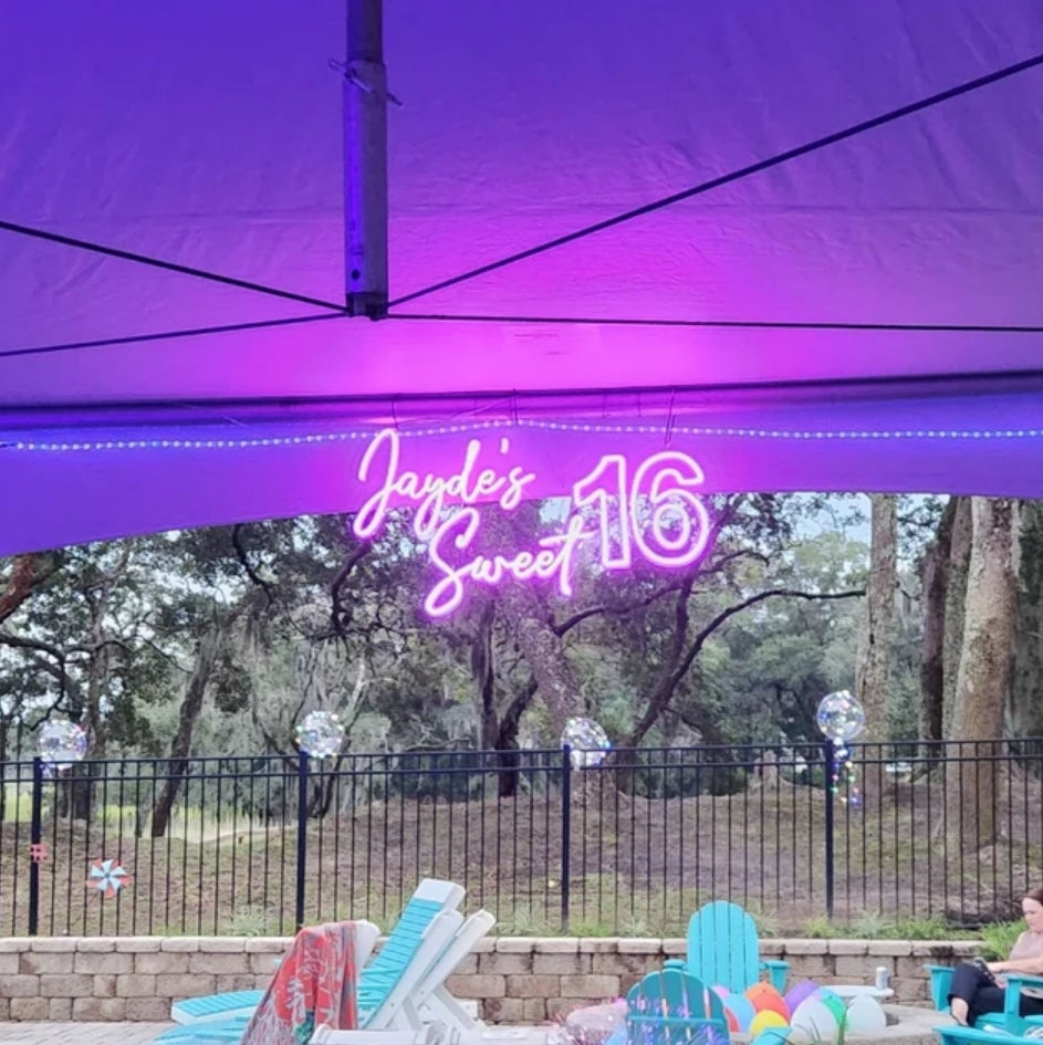 Custom Name Sweet 16 Party Neon Sign
