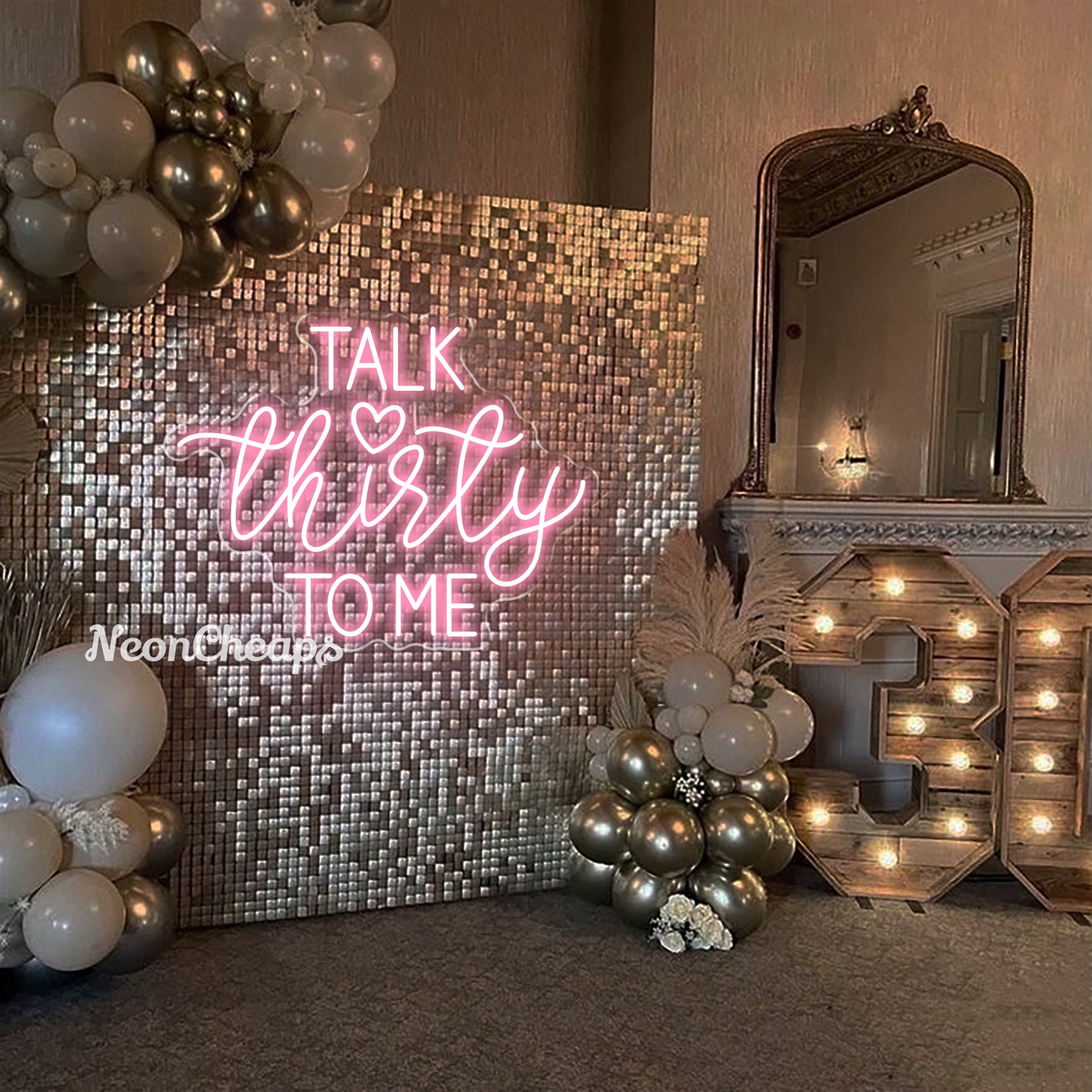 Talk Thirty To Me Neon Sign,30th Birthday Decorations