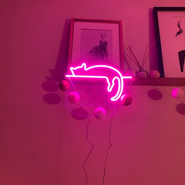 Lazy Cat LED Neon Sign