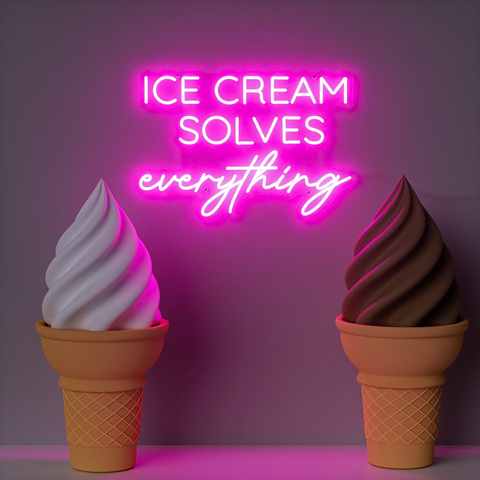 Ice Cream Solves Everything neon sign