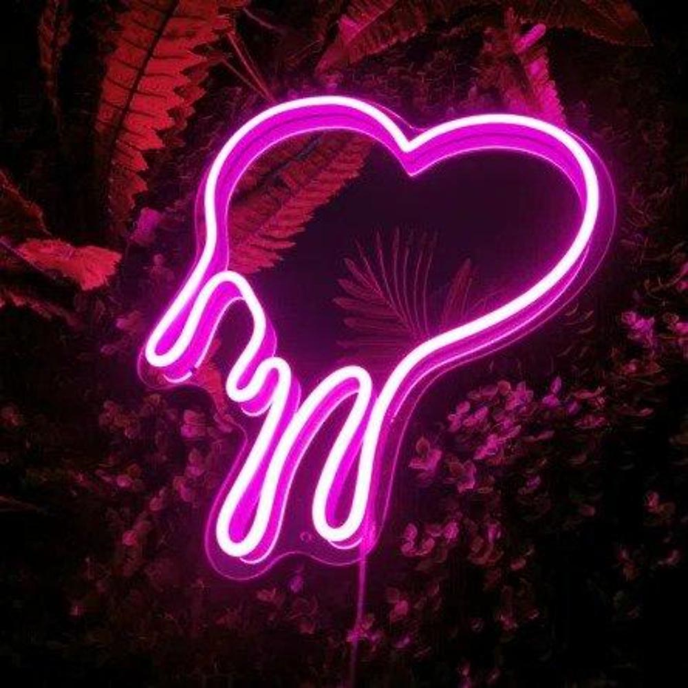 Melting Heart Mirror Neon Sign