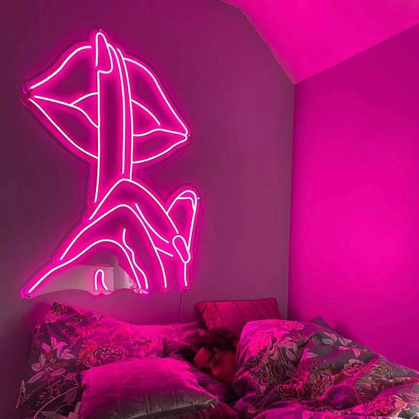 Lips and Fingers Neon Sign