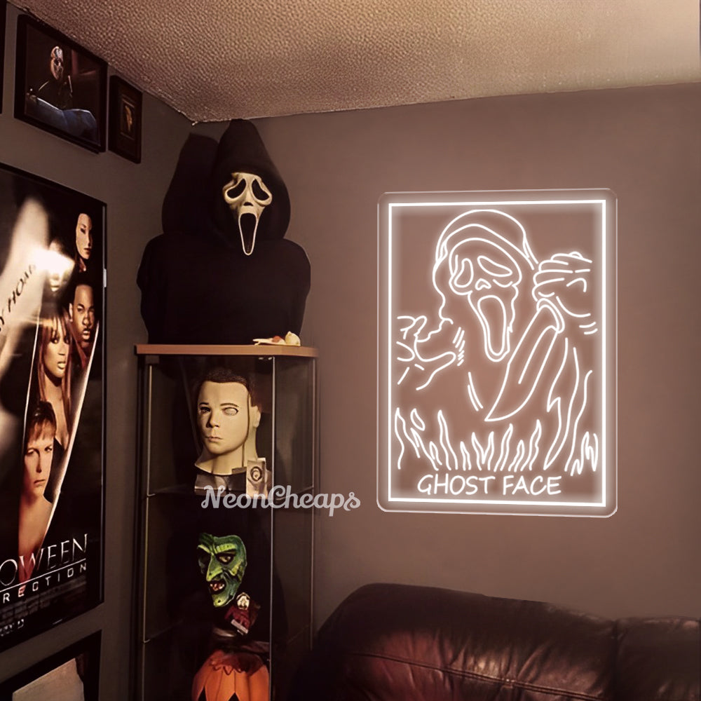 Ghost Face Neon Sign,Custom Halloween Ghost Neon Light Sign