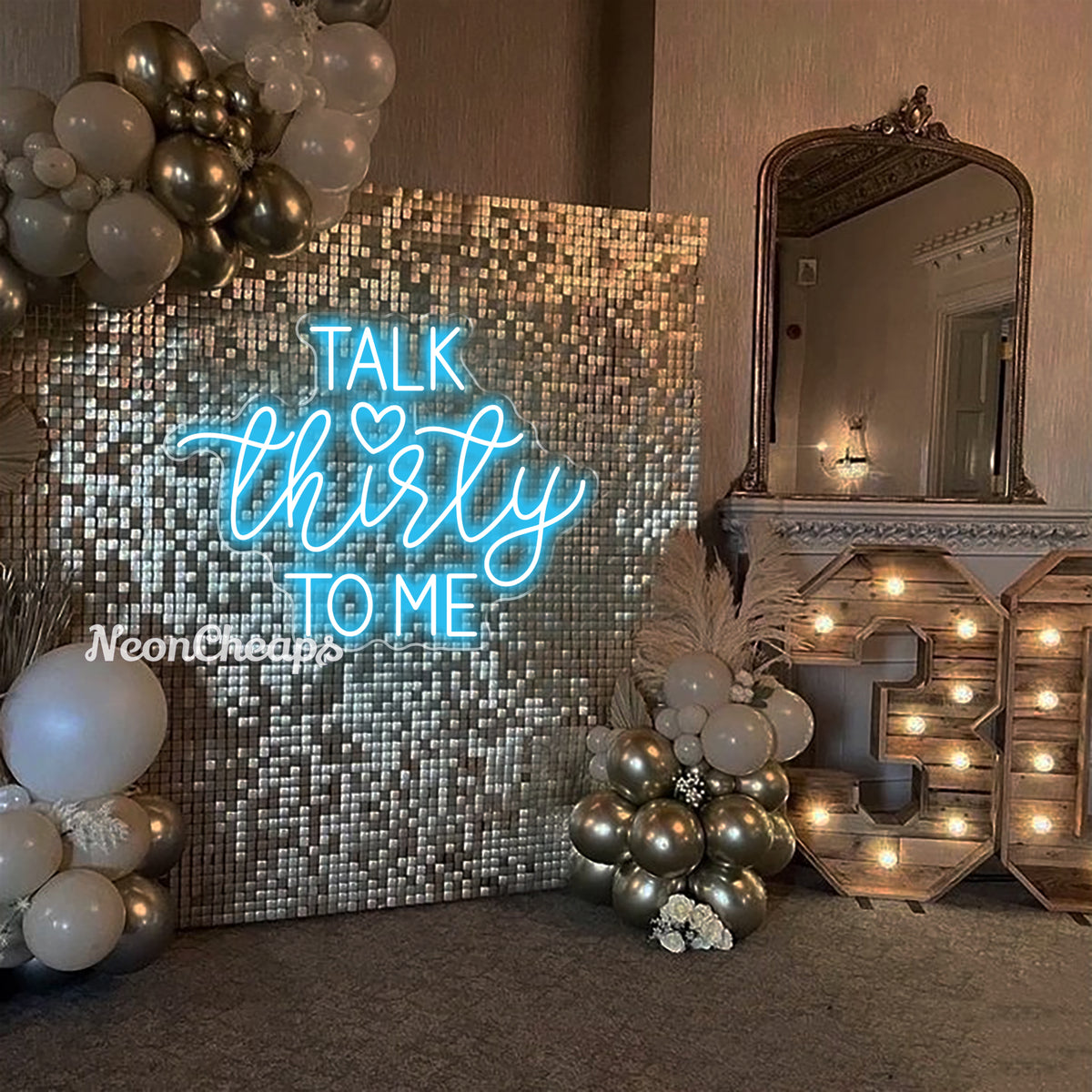 Talk Thirty To Me Neon Sign,30th Birthday Decorations