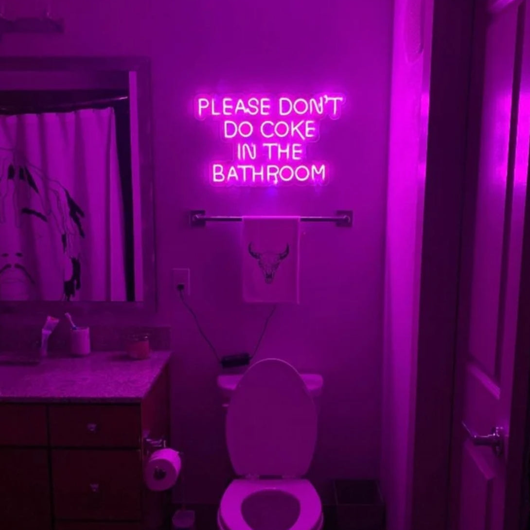 Please Don't Do Coke In The Bathroom Neon Sign