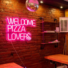 Welcome Pizza Lovers Neon Sign