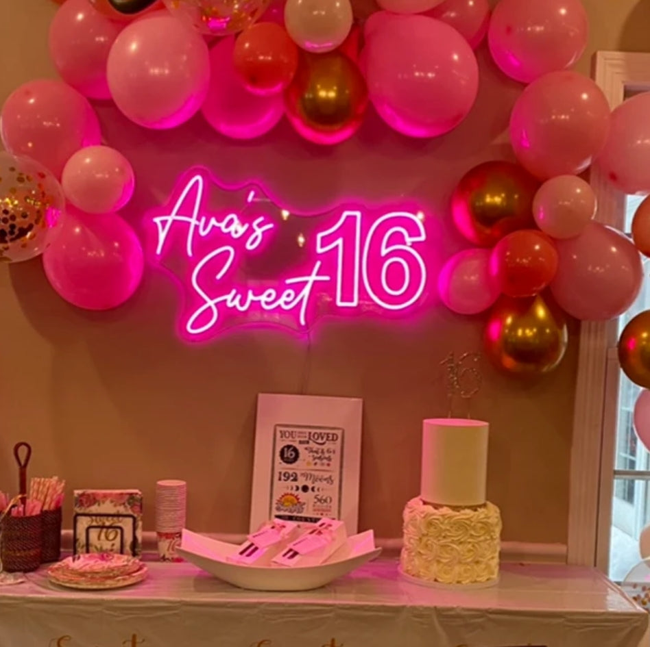 Custom Name Sweet 16 Party Neon Sign