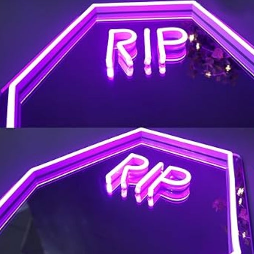 RIP Coffin Mirror Neon Sign