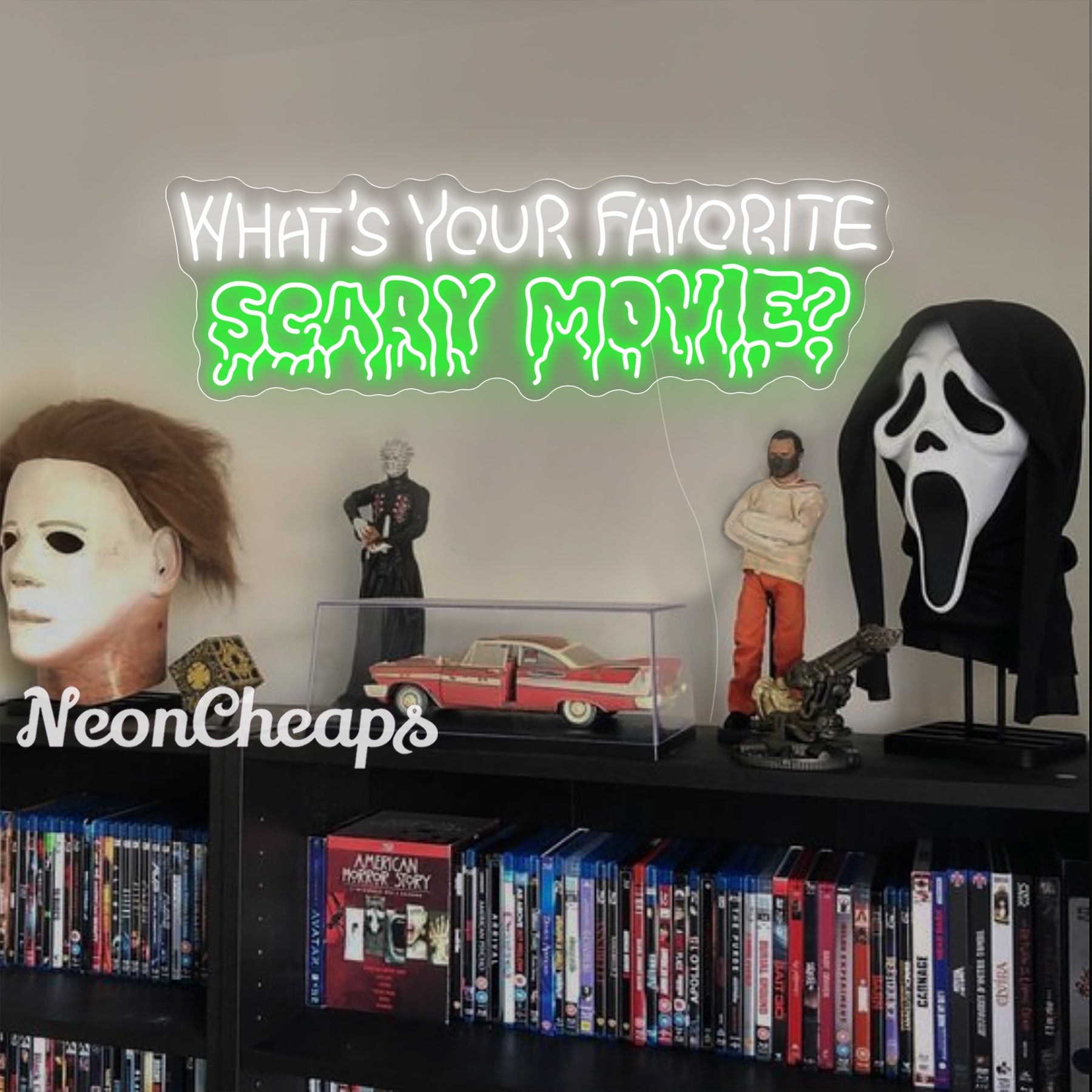 What's Your Favorite Scary Movie Neon Sign