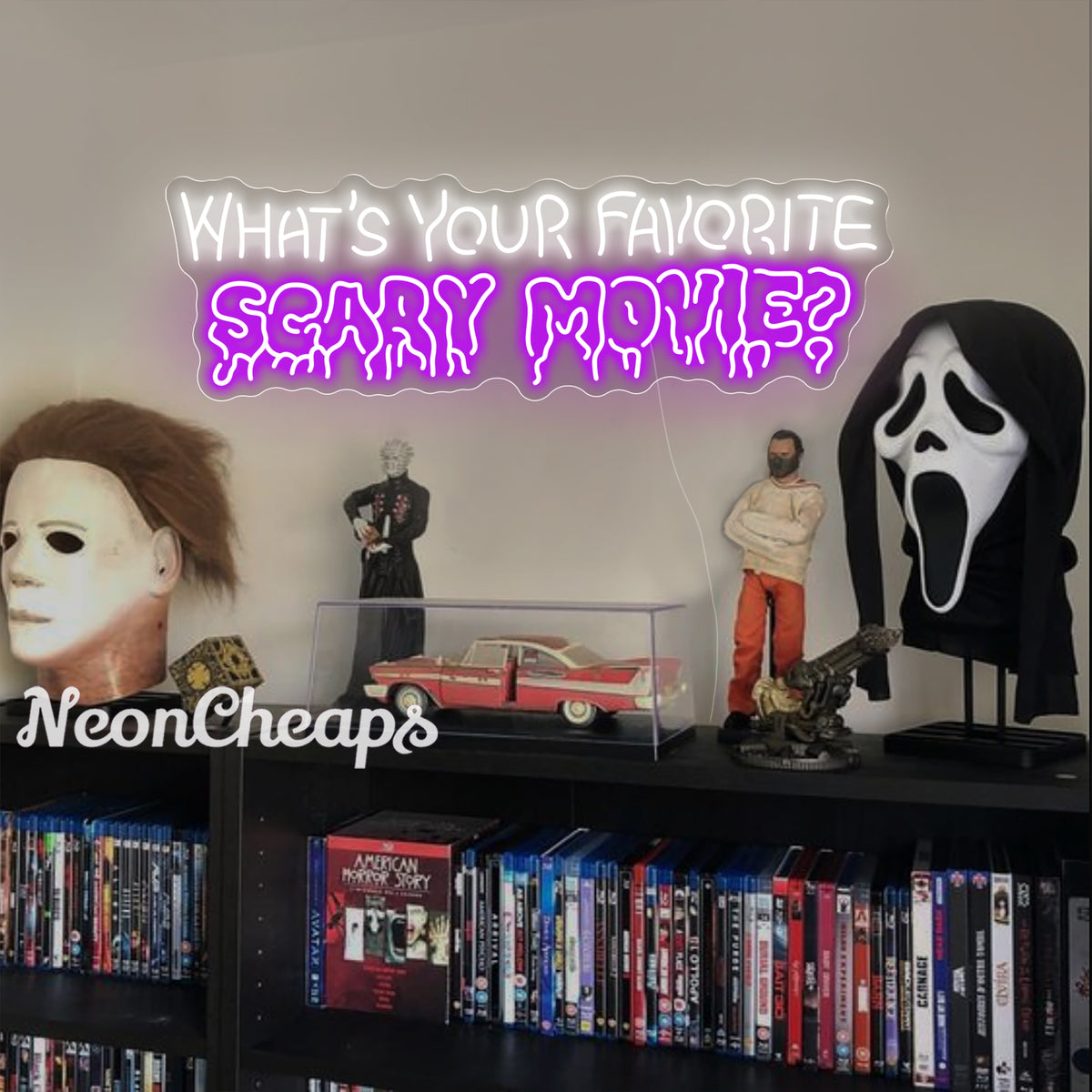 What's Your Favorite Scary Movie Neon Sign