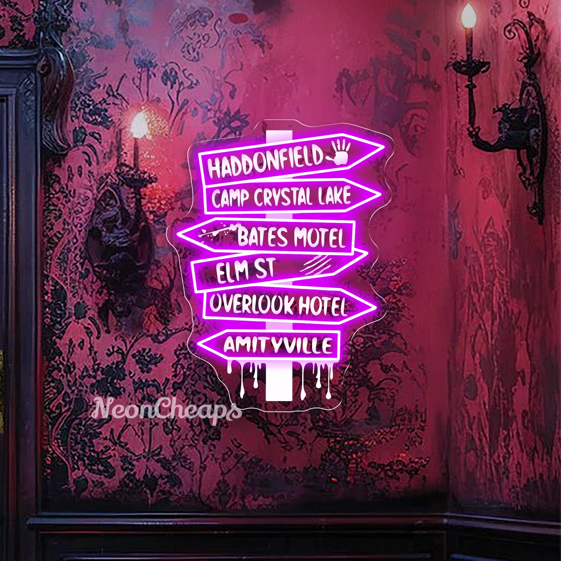 Horror Locations Neon Sign,Horror movie Neon Light Sign