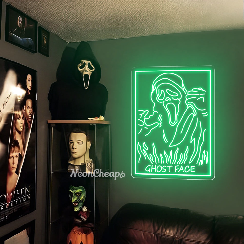 Ghost Face Neon Sign,Custom Halloween Ghost Neon Light Sign