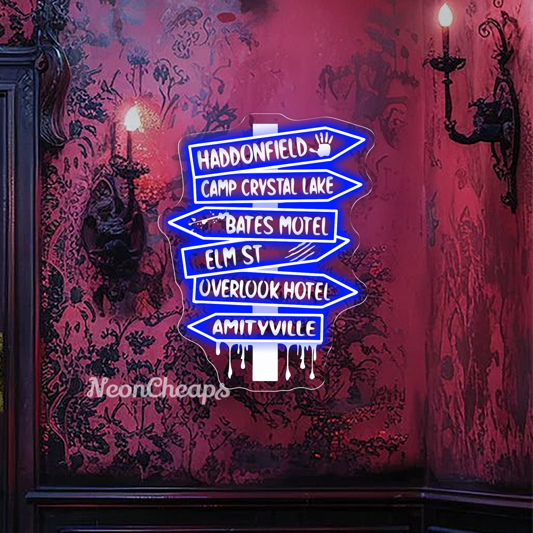 Horror Locations Neon Sign,Horror movie Neon Light Sign
