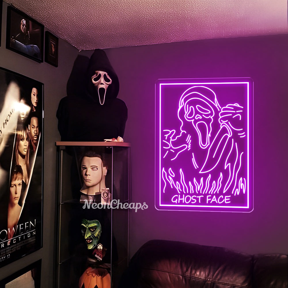 Ghost Face Neon Sign,Custom Halloween Ghost Neon Light Sign