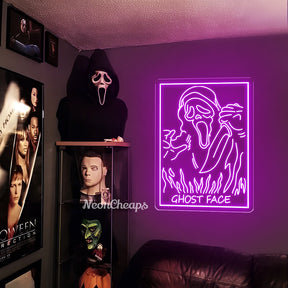 Ghost Face Neon Sign,Custom Halloween Ghost Neon Light Sign