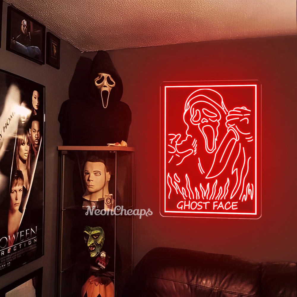 Ghost Face Neon Sign,Custom Halloween Ghost Neon Light Sign