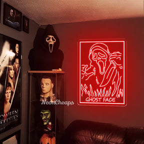 Ghost Face Neon Sign,Custom Halloween Ghost Neon Light Sign