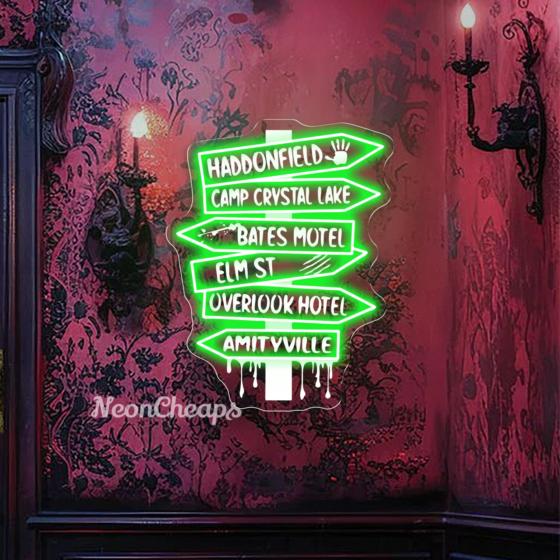 Horror Locations Neon Sign,Horror movie Neon Light Sign
