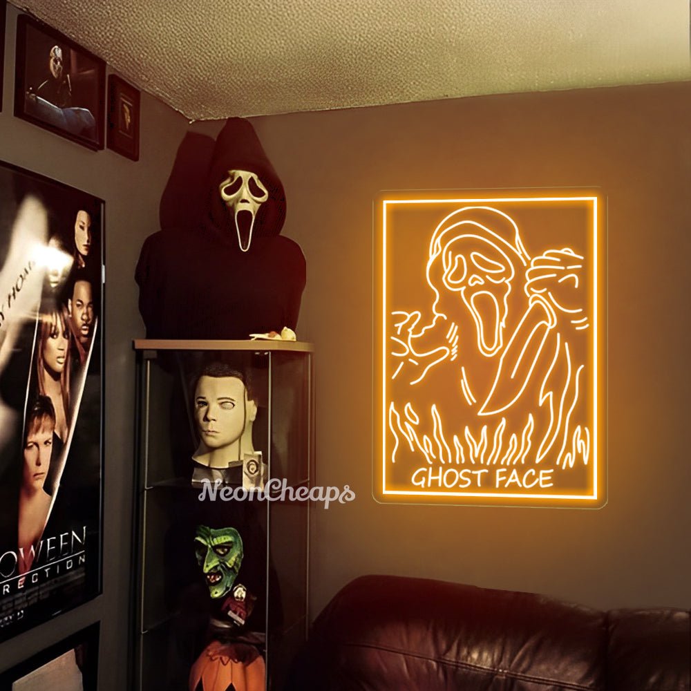 Ghost Face Neon Sign,Custom Halloween Ghost Neon Light Sign