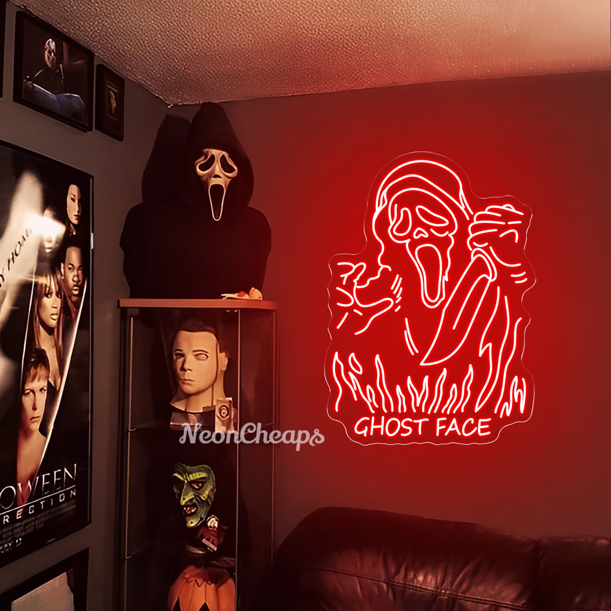 Ghost Face Neon Sign,Custom Halloween Ghost Neon Light Sign