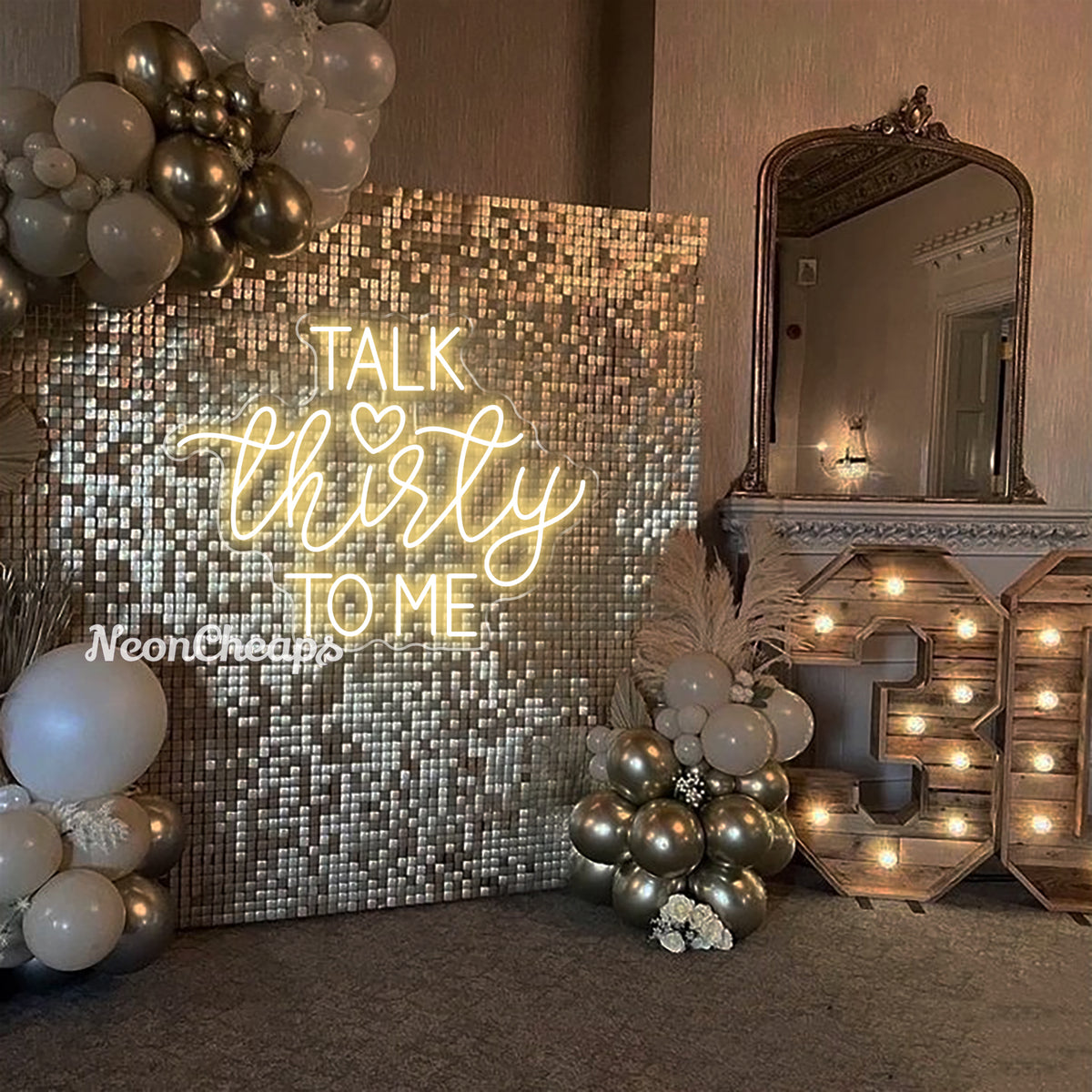 Talk Thirty To Me Neon Sign,30th Birthday Decorations