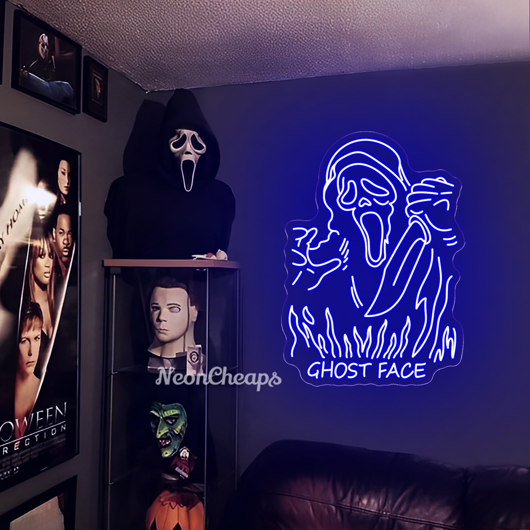 Ghost Face Neon Sign,Custom Halloween Ghost Neon Light Sign