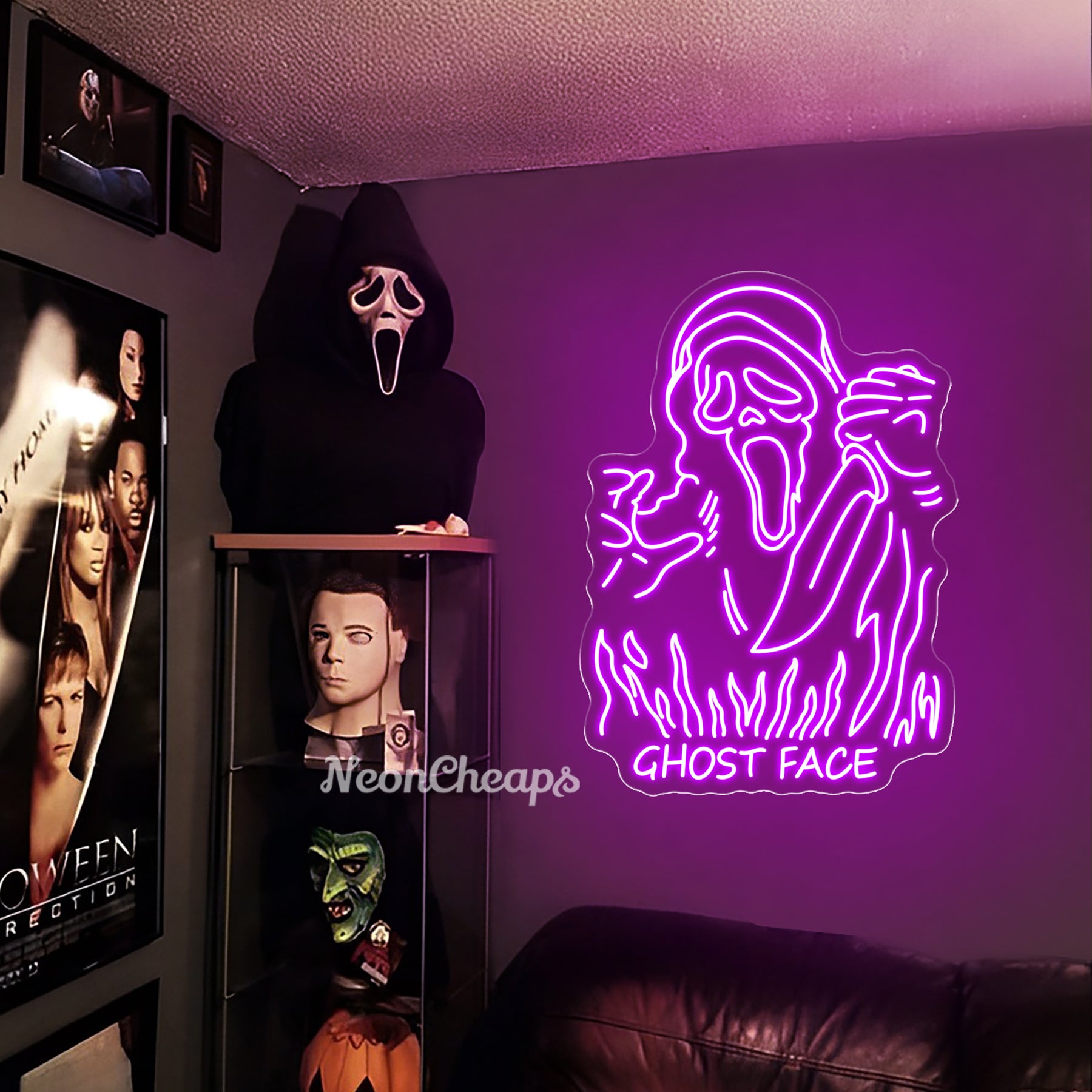 Ghost Face Neon Sign,Custom Halloween Ghost Neon Light Sign
