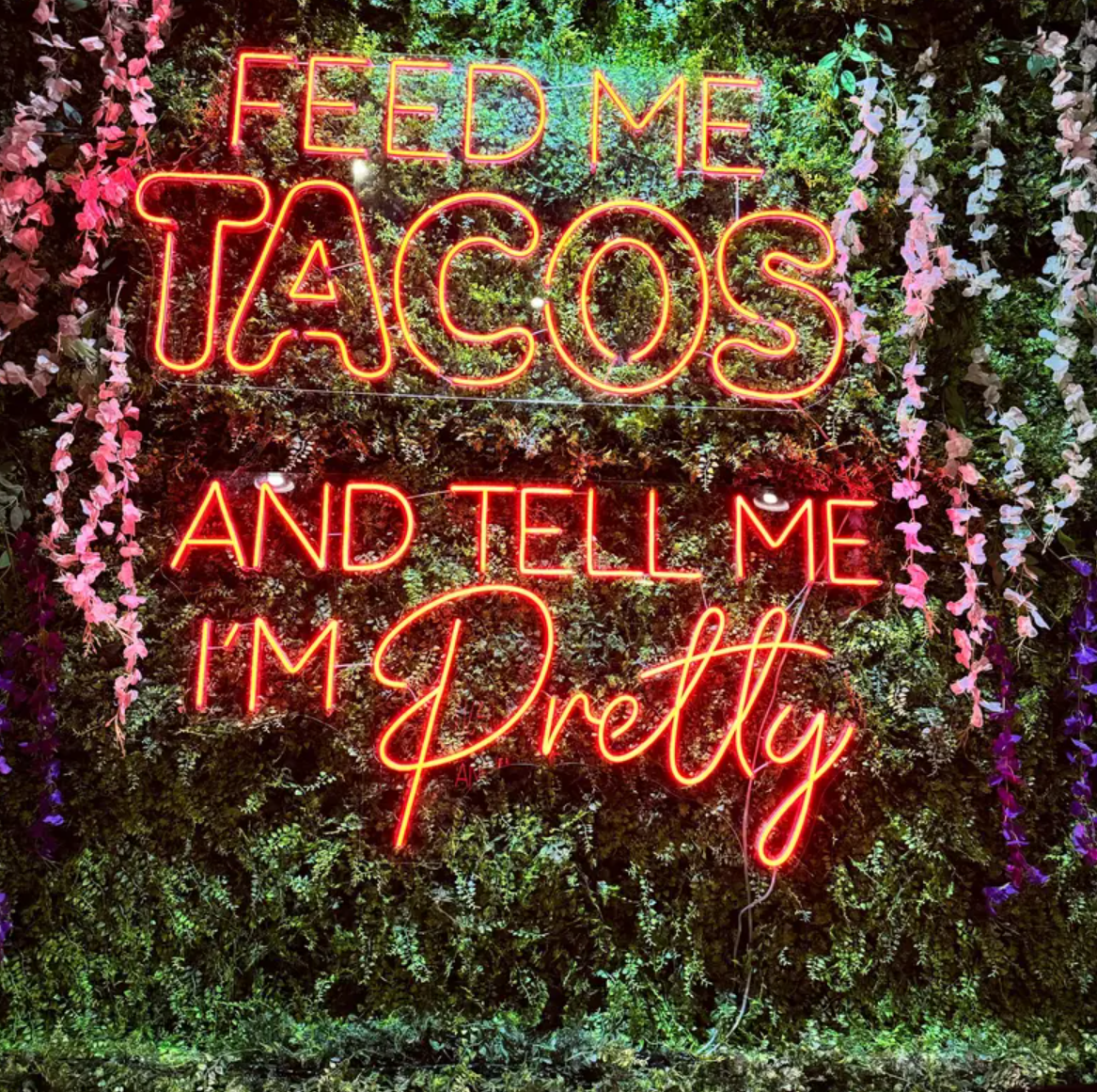 Feed Me Tacos and Tell Me I'm Pretty Neon Sign
