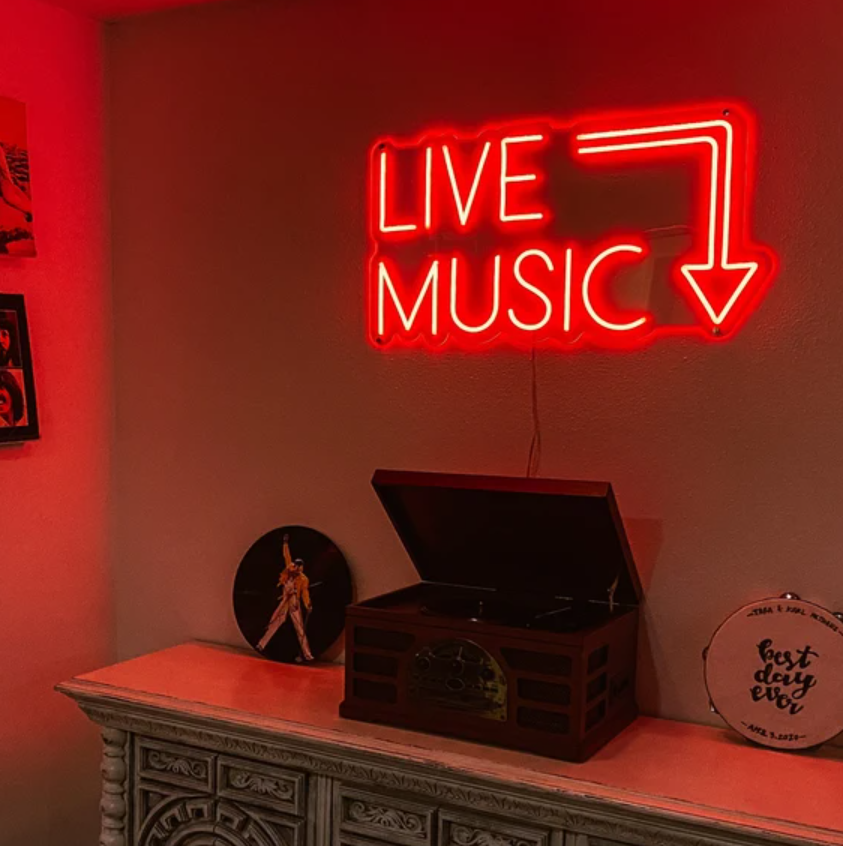 Live music neon sign