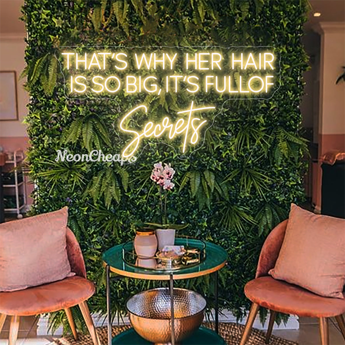 That's why her hair is so big it's full of secrets beauty salon LED neon sign