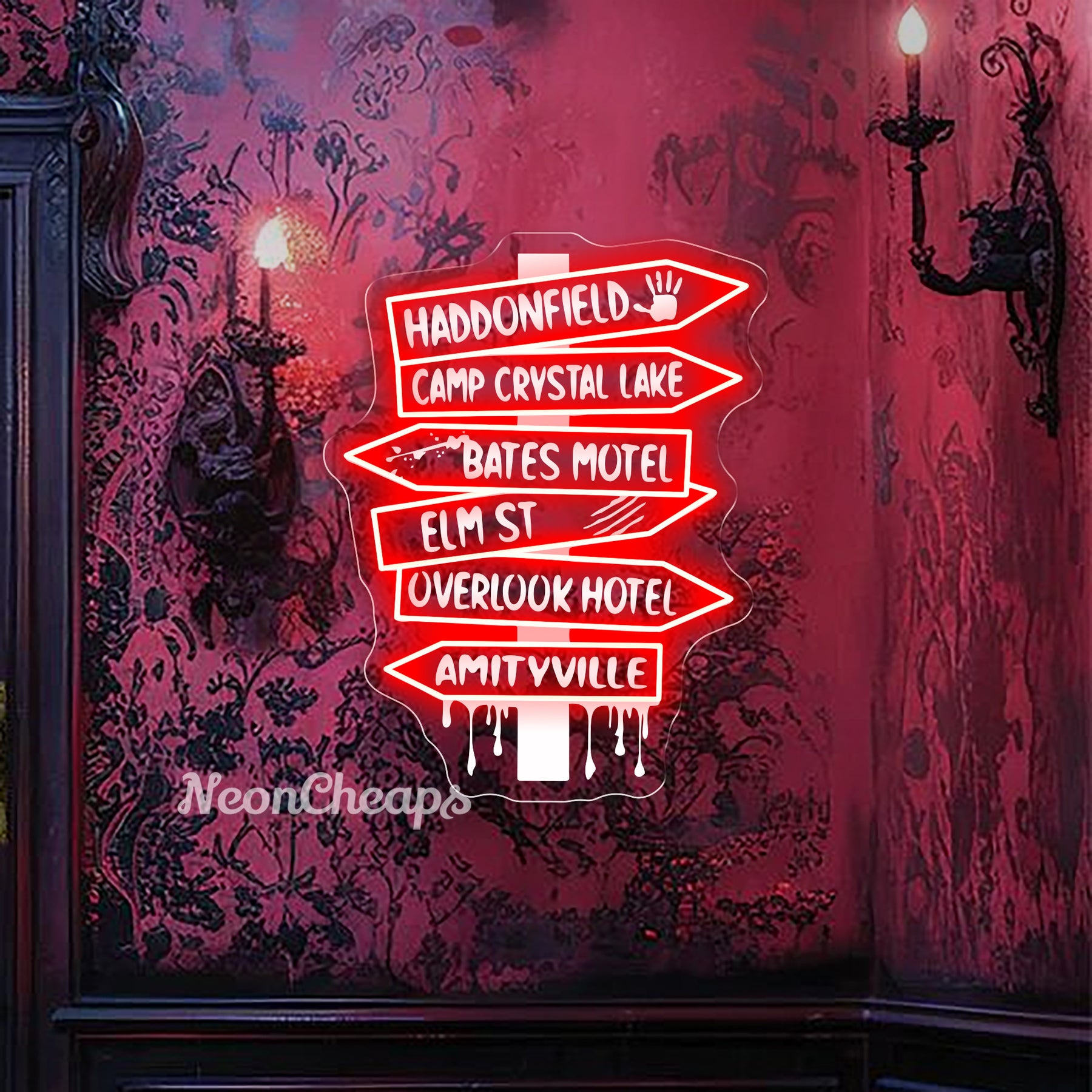 Horror Locations Neon Sign,Horror movie Neon Light Sign