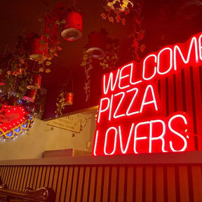 Welcome Pizza Lovers Neon Sign