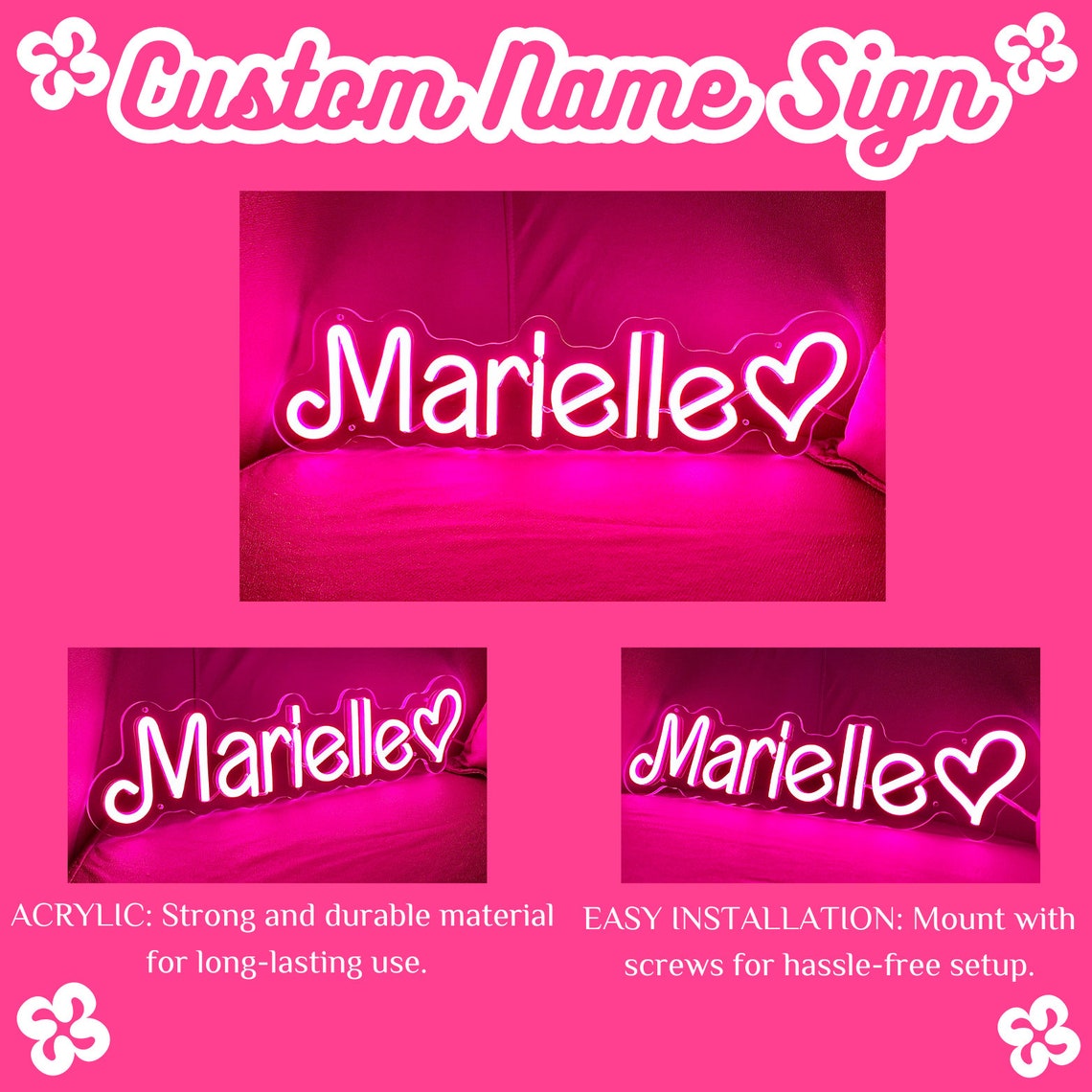 Custom Barbie Name Neon Sign